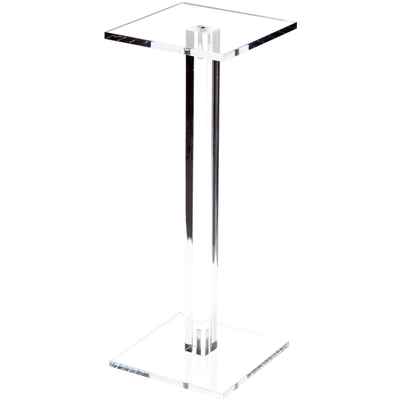 Plymor Clear Acrylic Square Barbell Pedestal Display Riser 10.5 inches (Height) x 4 inches (Width) x 4 inches (Depth) (1/4 inches thick)